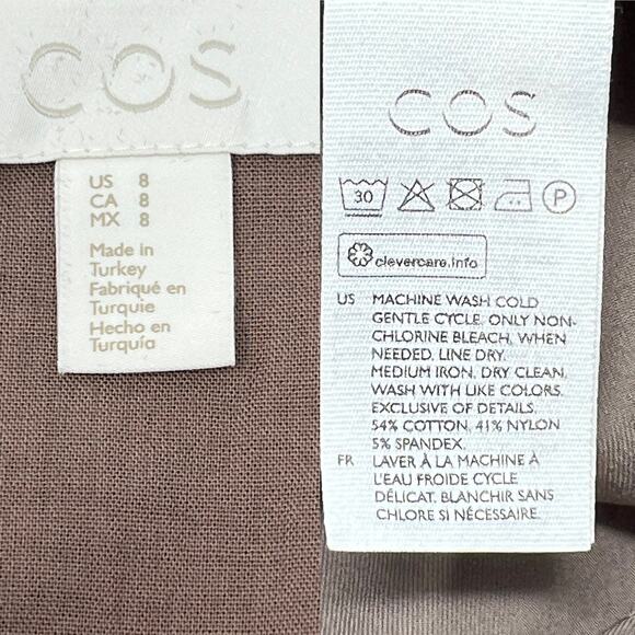 COS Long Cotton A-Line Column Maxi Dress size 8 Medium Mole Gray - Picture 12 of 13